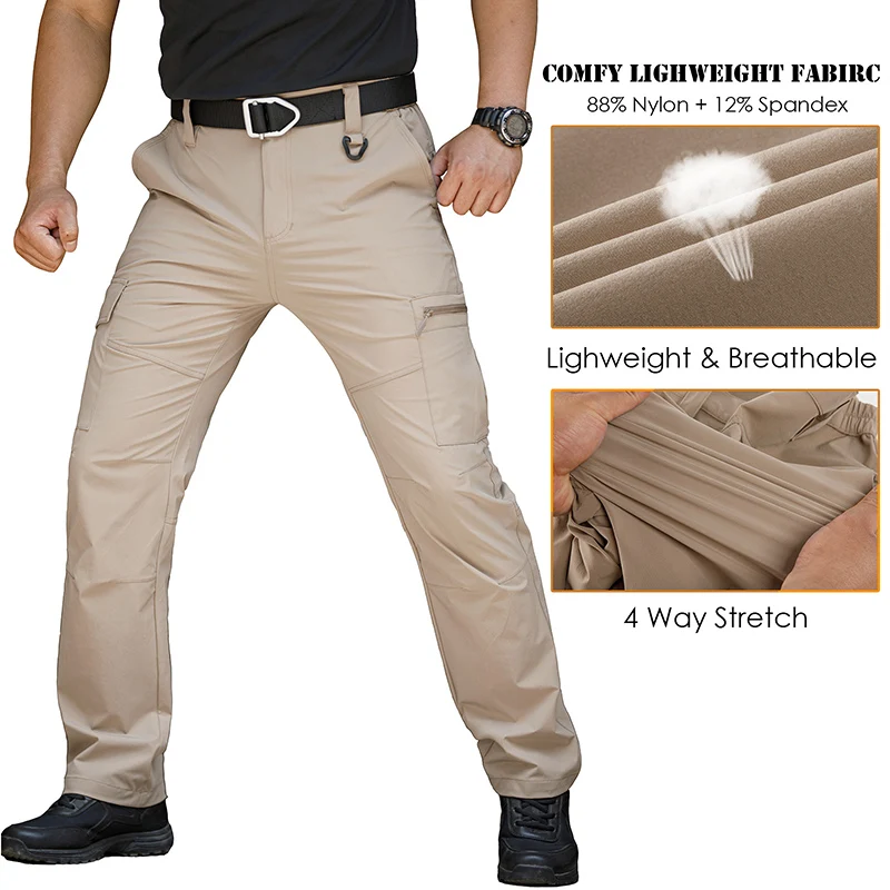 S25d334c80608453983eb5a0d431b23f6e.webp Men’s Lightweight Hiking Pants Quick Dry Water Resistant Tactical Work Outdoor Fishing Cargo Trousers
