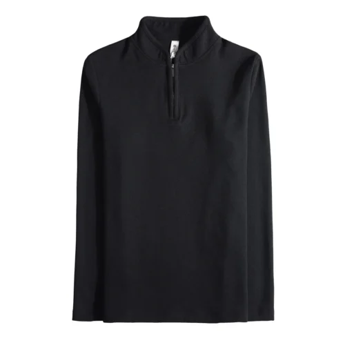 Men's Half Zipper Long Sleeved T-shirt Autumn Winter New Pure Color Thicken Slim Fit Elastic Fashionable Versatile T-Shirt