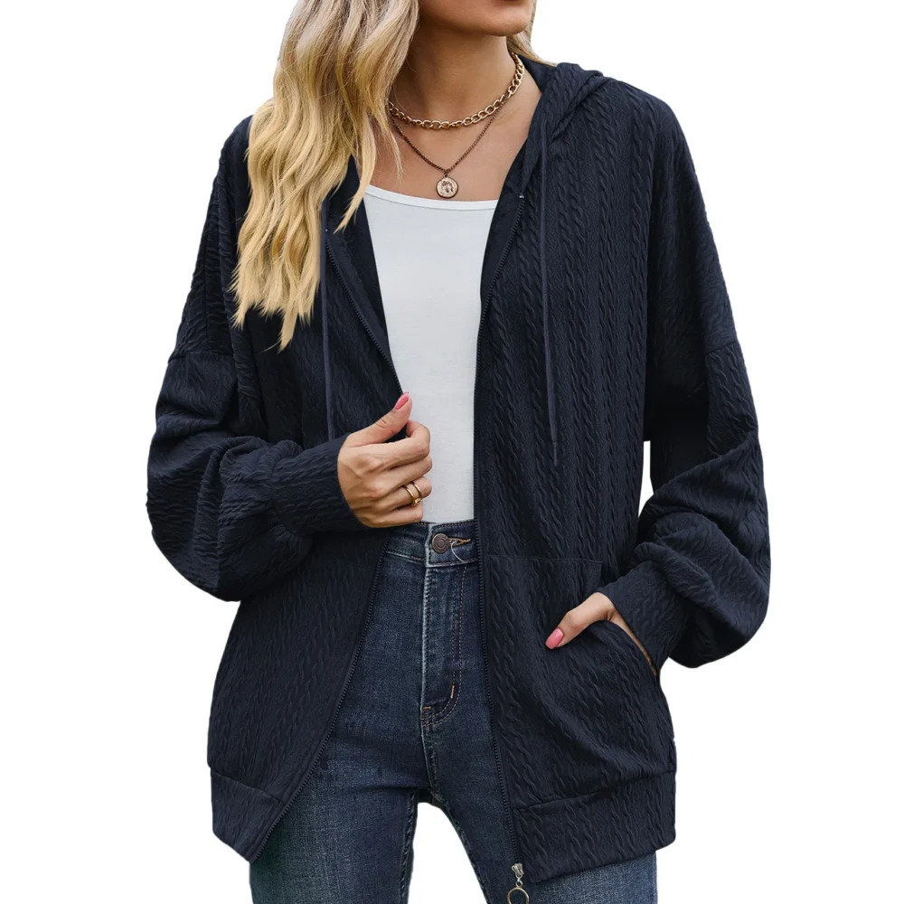 S30acf58a4e5f47a88818cbd98e9272040.webp Autumn Winter Women Sweatshirt Zipper Casual Long Sleeve Solid Color Streetwear Hooded Coats Female Loose Harajuku Hoodies