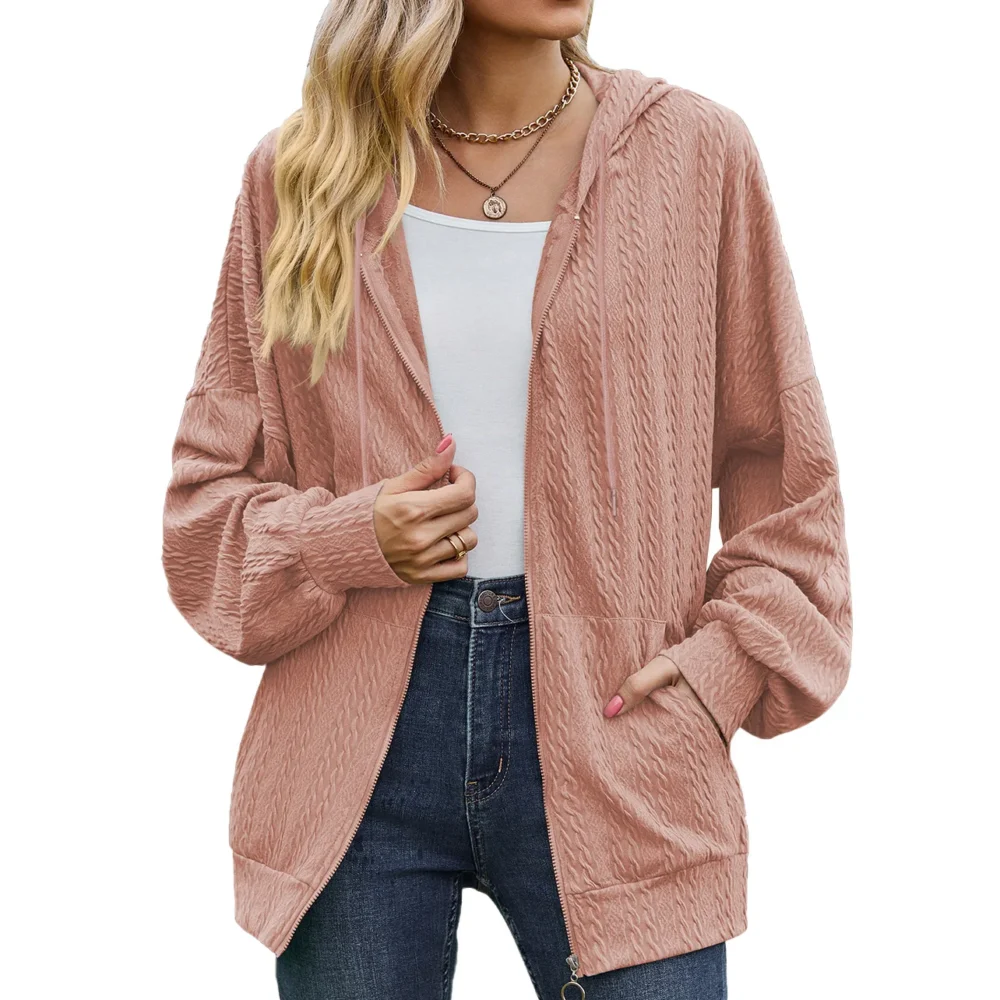 S4abcd0e1af4e404ba5554cb5b6792b51p.webp Autumn Winter Women Sweatshirt Zipper Casual Long Sleeve Solid Color Streetwear Hooded Coats Female Loose Harajuku Hoodies