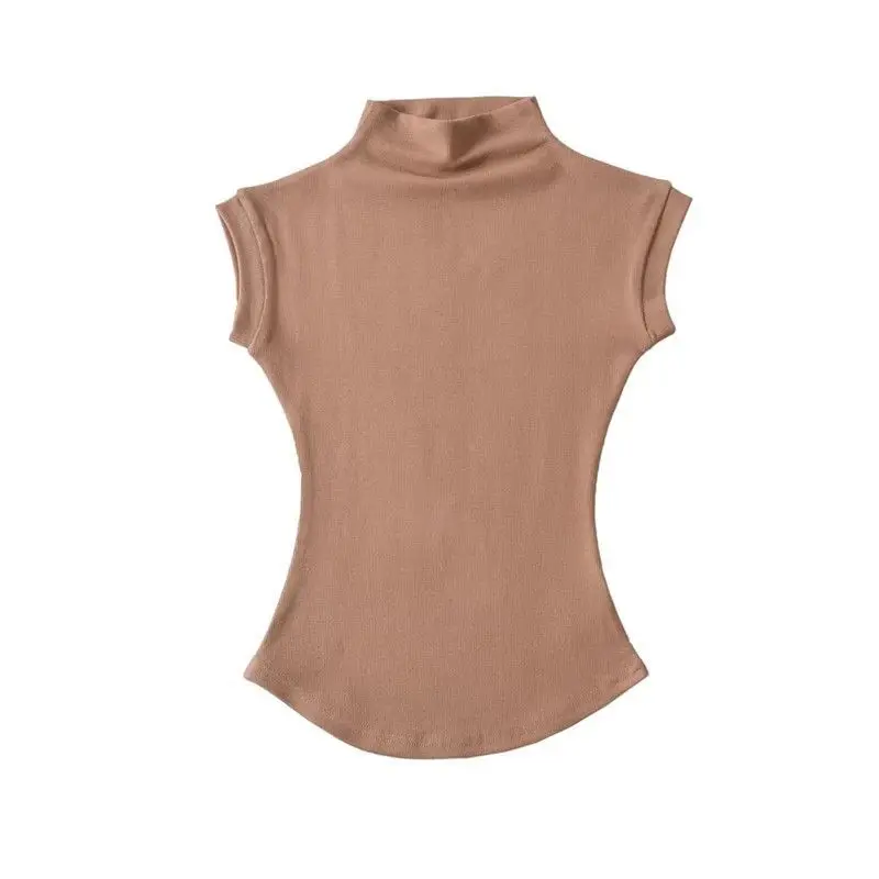 S663529dfcf064143901e7b0da277a56e7.webp Women Summer Sexy Turtleneck Sleeveless T-Shirts Tops Solid Slim Pullovers Female Plus Size Causal Basics Tees Shirts 2026 Y2K