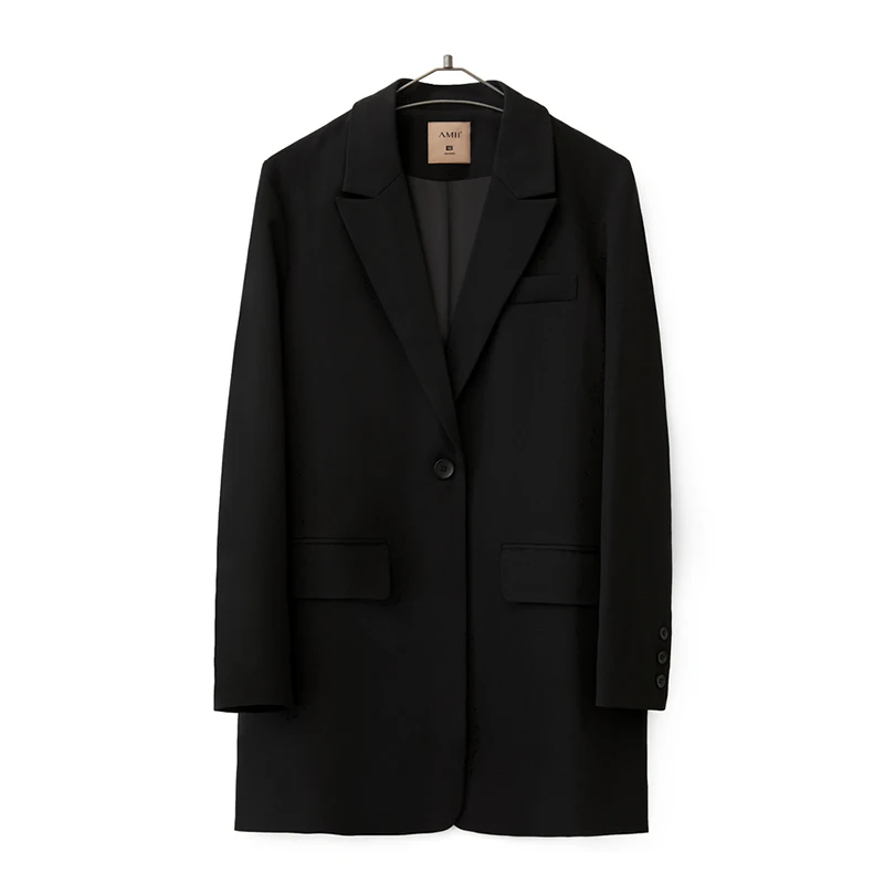 S711c1583fc8a4d8984e01b1a4b2378a1V.webp AMII Minimalism Blazer for Women Korean 2023 Sping New Loose Office Lady Women's Jacket Fashion Black Solid Female Coat