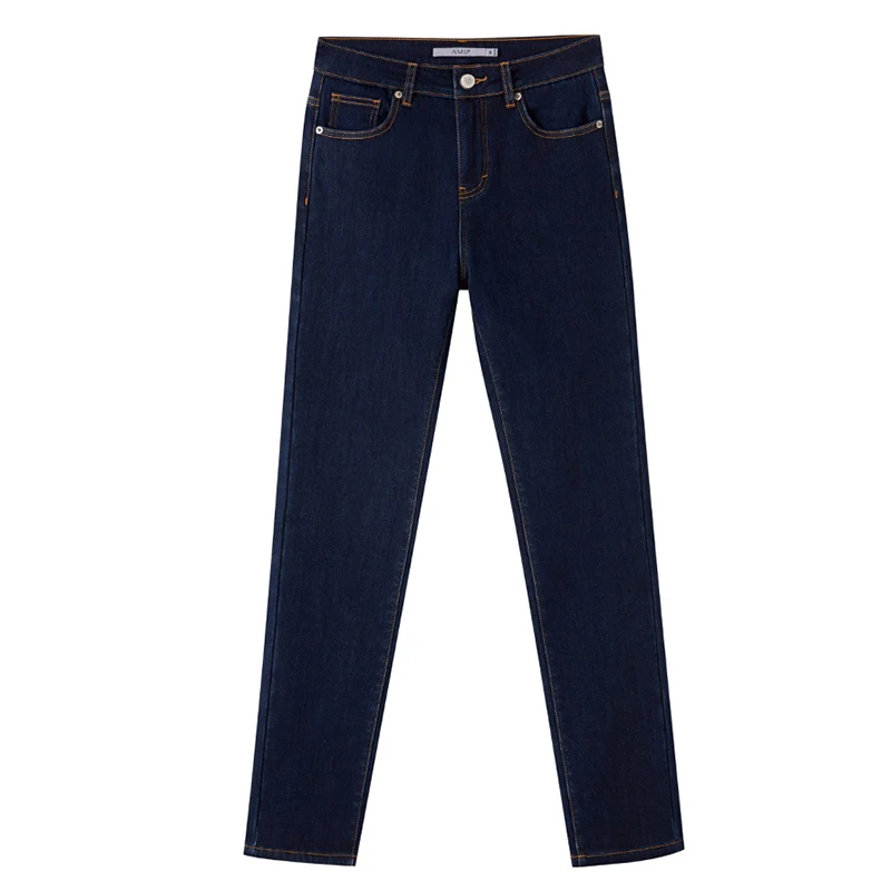 S7fa2285b30ef4136aad6bb16bc2f34dal.webp AMII Minimalism Jeans for Women 2025 Autumn Slim Feet Fashion Casual All-match Cotton Slight Strech Ankle-Length Pants