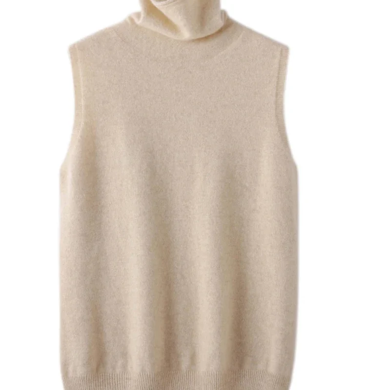 S9366d9f8574a4a94bf770084a2badca2x.webp Women 100% Merino Wool Sleeveless Pullovers Turtleneck Sweater Waistcoat Wool Knitwear Spring Autumn Winter Fashion Vest Tops