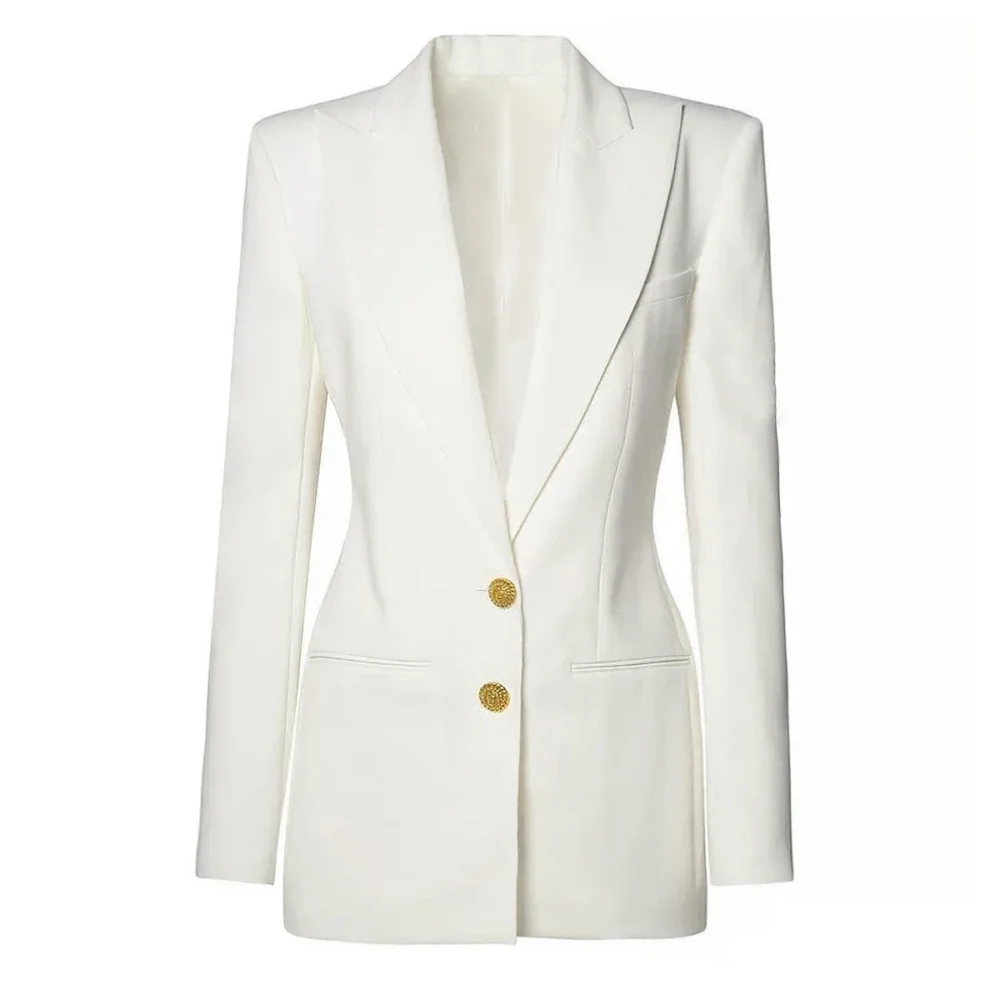 Sa12fd68f4c8b4a2284e07587d521588aQ.webp Spring and Autumn New Fashion Solid Color Brand Big Collar Two Button Slimming Long Sleeve Commuter Women's Blazer