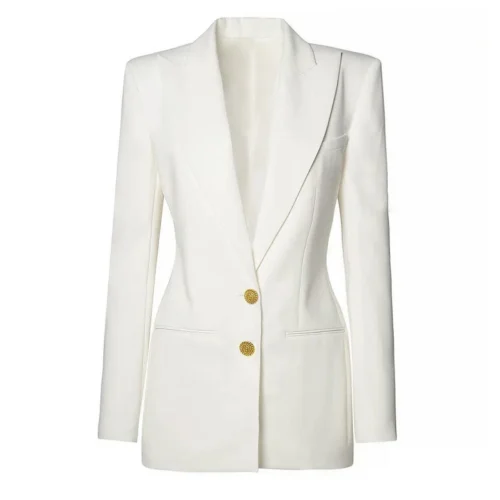 Sa12fd68f4c8b4a2284e07587d521588aQ.webp Spring and Autumn New Fashion Solid Color Brand Big Collar Two Button Slimming Long Sleeve Commuter Women's Blazer