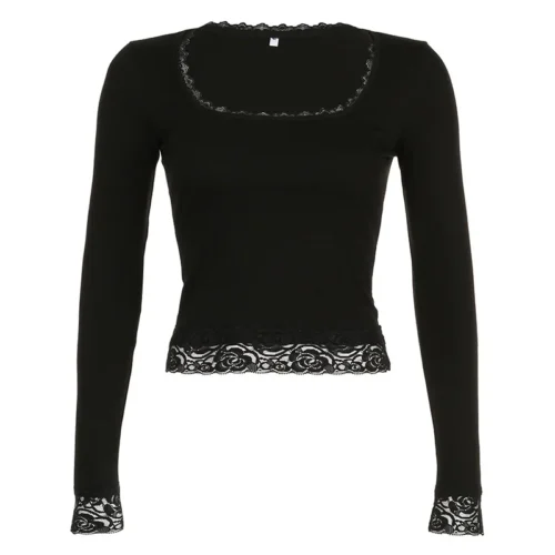 Sacb4ee4176174a43b0b5cabd2fad9177v.webp 2000s Graphic T Shirt Vintage Fairy Grunge Women Autumn Lace Trim Long Sleeve Slim Fits Tops y2k Clothes Basic Harajuku Tees