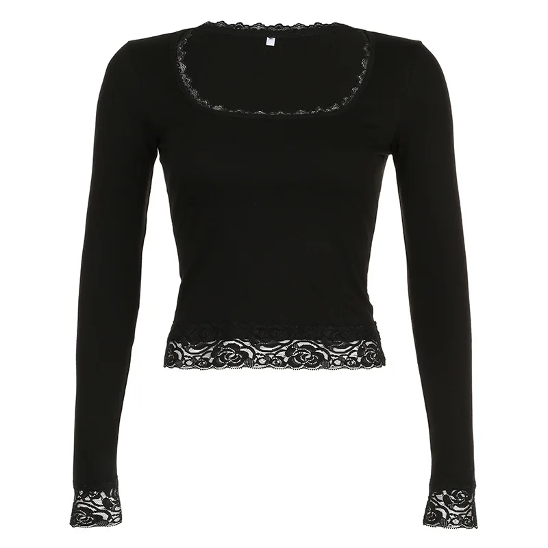 Sacb4ee4176174a43b0b5cabd2fad9177v.webp 2000s Graphic T Shirt Vintage Fairy Grunge Women Autumn Lace Trim Long Sleeve Slim Fits Tops y2k Clothes Basic Harajuku Tees