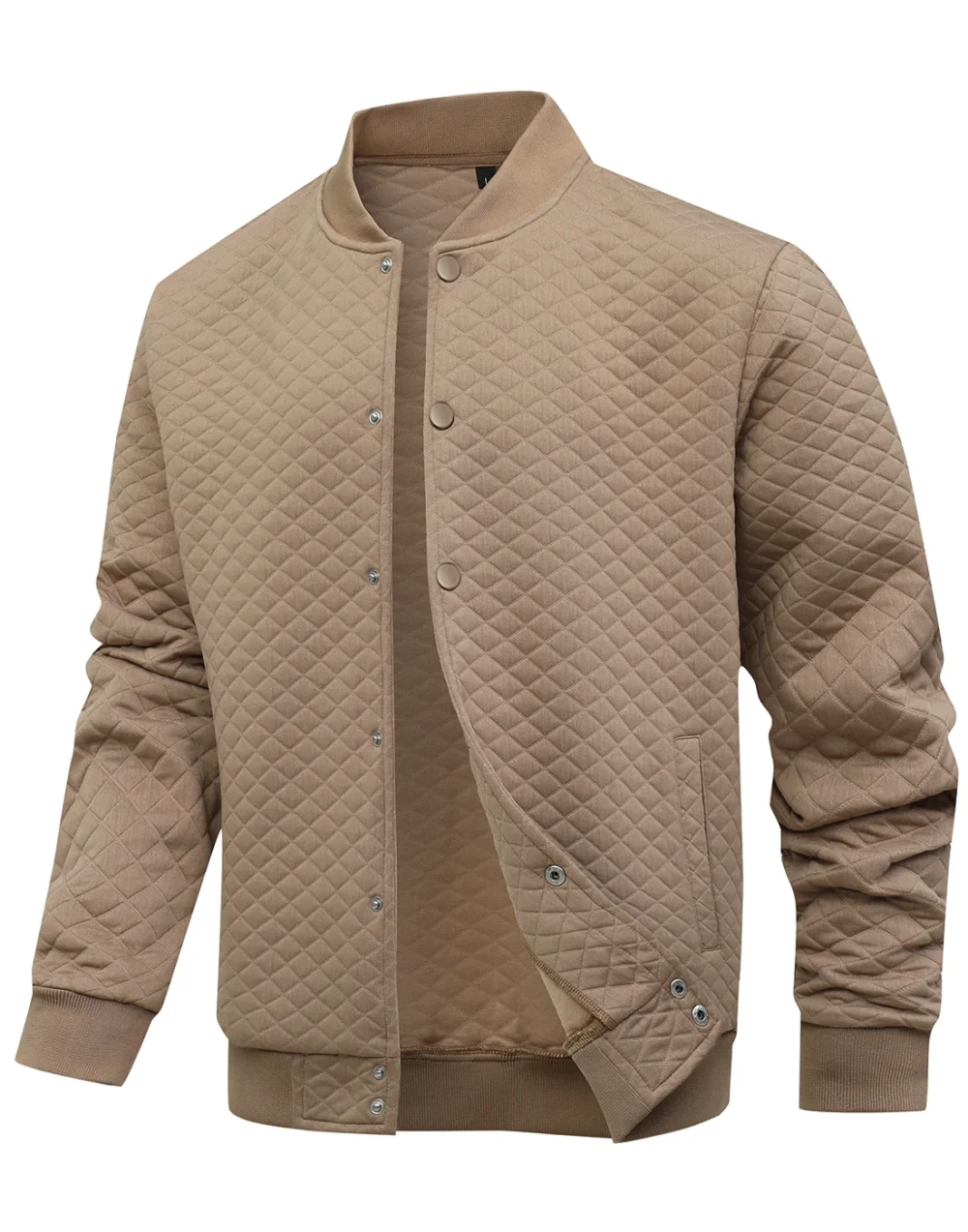 Sd3353759fdf64922a1386a2b8ac61dd7V.webp Men's Lightweight Casual Varsity Jacket Waffle Pattern Letterman Bomber Style - Streetwear Inspired Outerwear