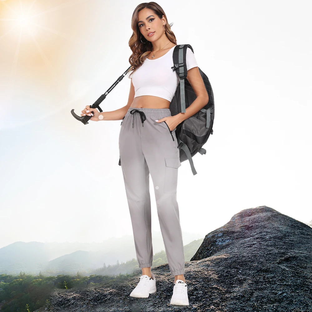 Sd49cdbe3d14a427bbda775acbe138d26b.webp Hiking Pants for Women UPF 50+ Cargo Quick Dry Water Resistant Elastic Waist Zip Pockets,Travel work Lightweight Running